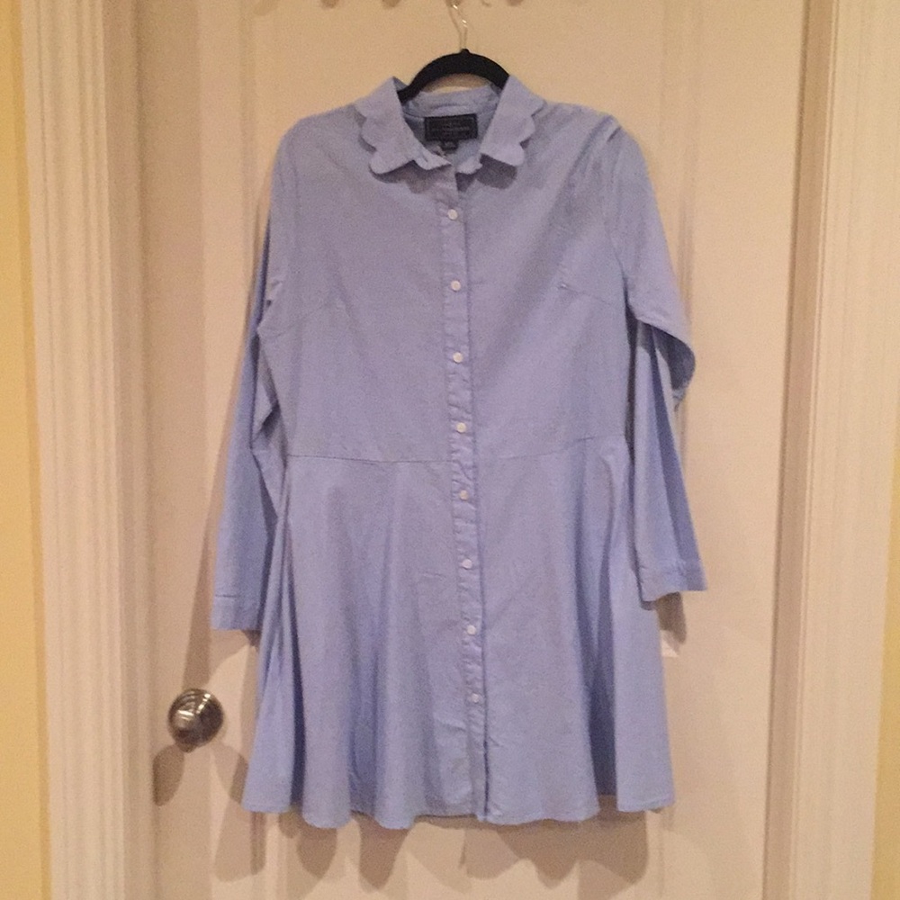 Kiel James Patrick scallop neck blue dress